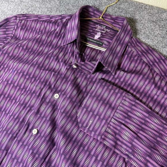 Luciano Visconti Purple Geometric Print Long Sleeve Shirt Mens XL - Picture 1 of 7